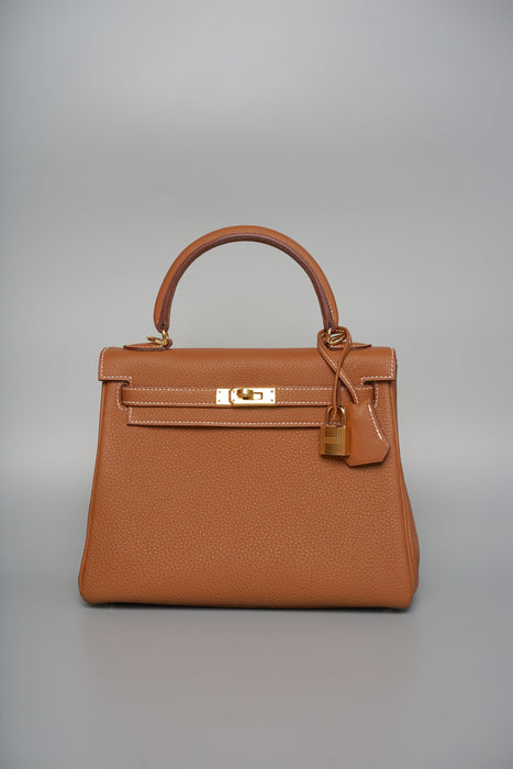 Hermes Kelly 25 in Gold Togo Ghw (Brand New)