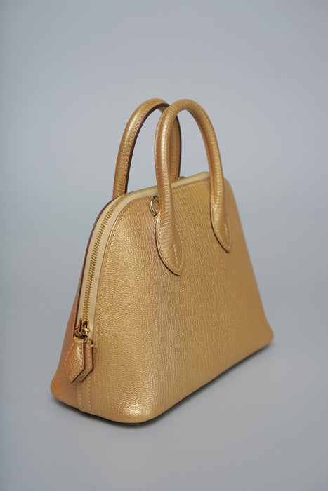 Hermes Mini Bolide in Dore Chevre Permabrass (Brand New)