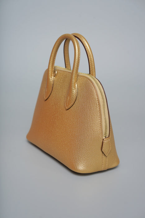 Hermes Mini Bolide in Dore Chevre Permabrass (Brand New)