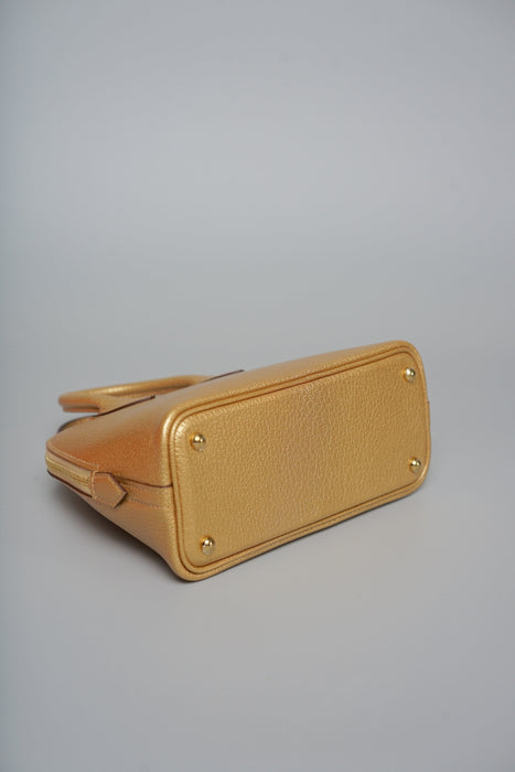 Hermes Mini Bolide in Dore Chevre Permabrass (Brand New)