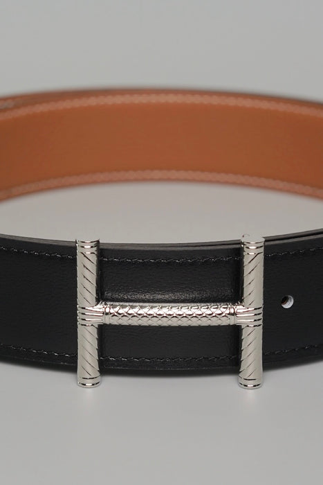 Hermes Hisséo belt buckle, 32mm reversible in Noir/Gold Phw (Brand New)