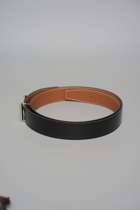 Hermes Hisséo belt buckle, 32mm reversible in Noir/Gold Phw (Brand New)