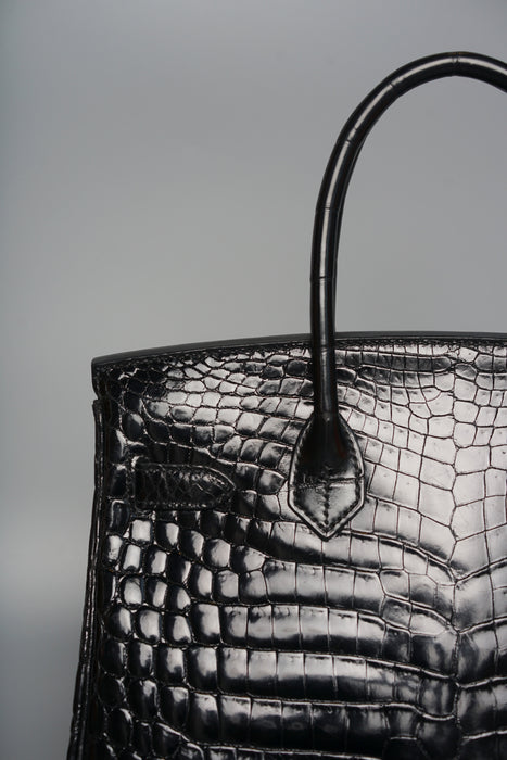 Hermes Birkin 30 in Black Shiny Niloticus Ghw