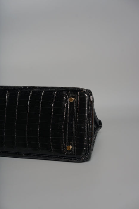 Hermes Birkin 30 in Black Shiny Niloticus Ghw