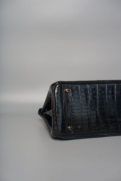 Hermes Birkin 30 in Black Shiny Niloticus Ghw