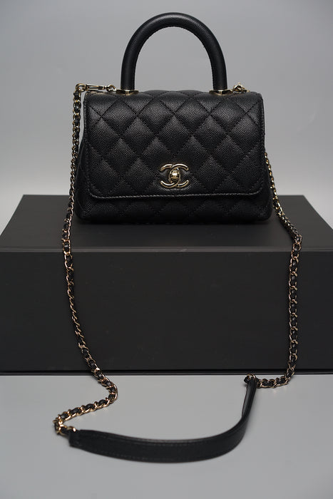 Chanel Mini Coco Handle in Black Caviar Ghw