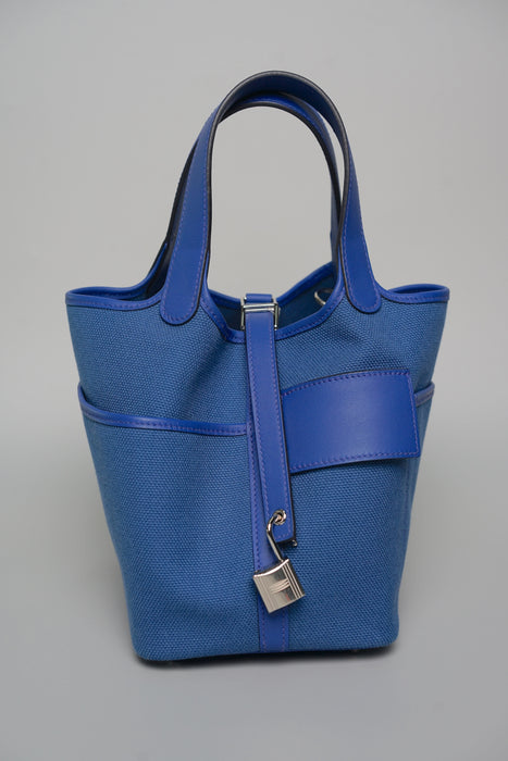 Hermes Cargo Picotin 18 in Egee/Bleu Royal Phw (Brand New)