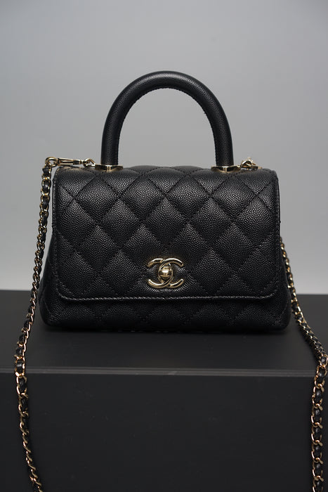 Chanel Mini Coco Handle in Black Caviar Ghw