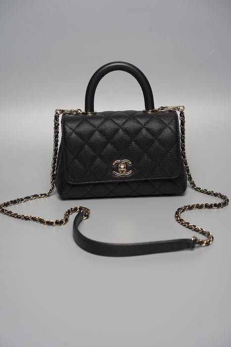 Chanel Mini Coco Handle in Black Caviar Ghw