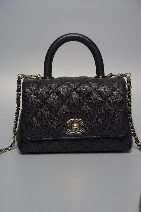 Chanel Mini Coco Handle in Black Caviar Ghw