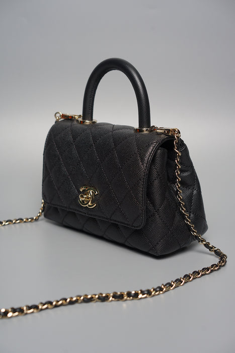 Chanel Mini Coco Handle in Black Caviar Ghw