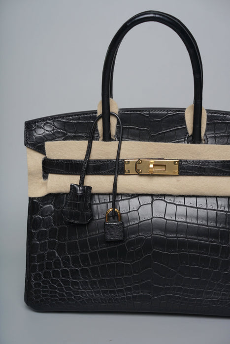 Hermes Birkin 30 in Noir Matte Nilo Ghw (Brand New)