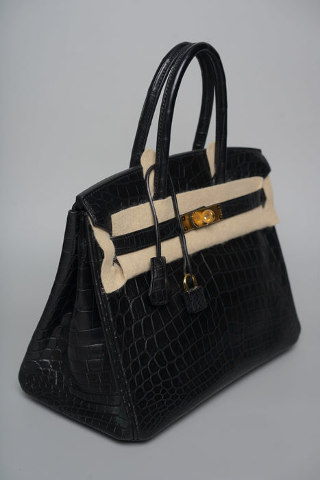 Hermes Birkin 30 in Noir Matte Nilo Ghw (Brand New)