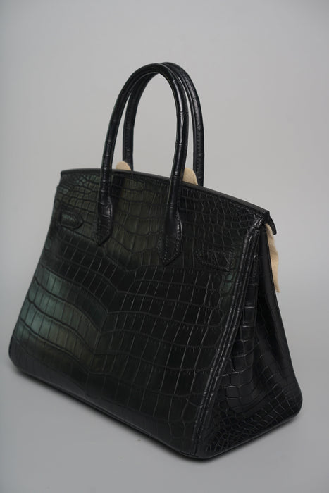Hermes Birkin 30 in Noir Matte Nilo Ghw (Brand New)