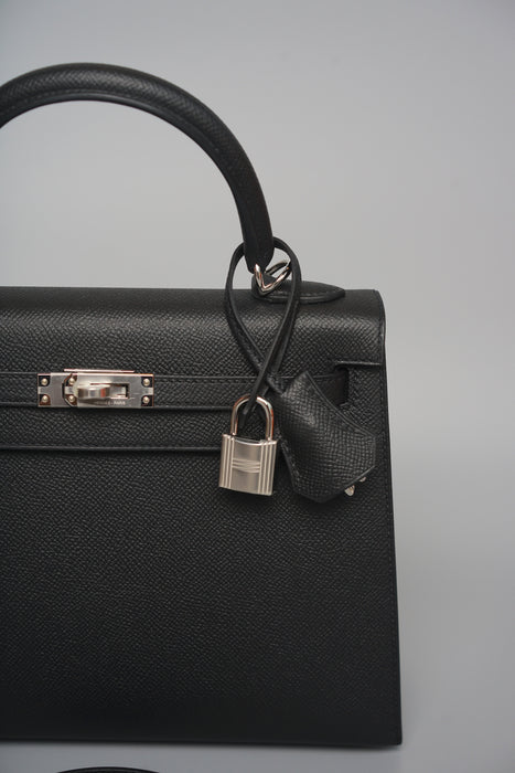 Hermes Kelly 25 in Black Epsom Ghw (Brand New)