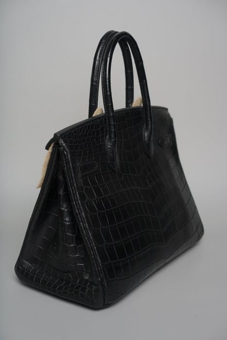Hermes Birkin 30 in Noir Matte Nilo Ghw (Brand New)