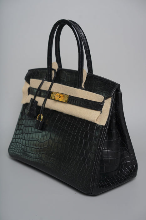 Hermes Birkin 30 in Noir Matte Nilo Ghw (Brand New)