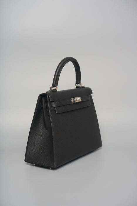 Hermes Kelly 25 in Black Epsom Ghw (Brand New)