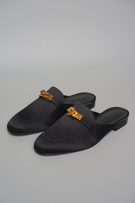 Hermes Oz Satin Mule in Noir Ghw Size 36.5 (Brand New)