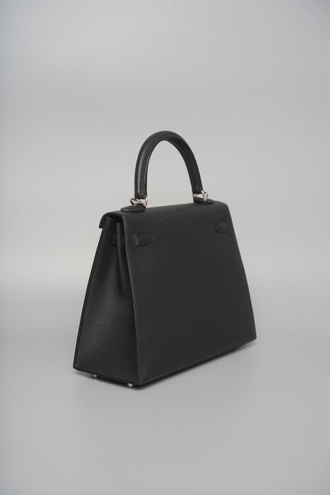 Hermes Kelly 25 in Black Epsom Ghw (Brand New)