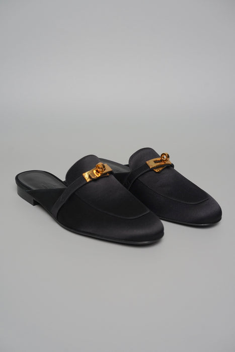 Hermes Oz Satin Mule in Noir Ghw Size 36.5 (Brand New)
