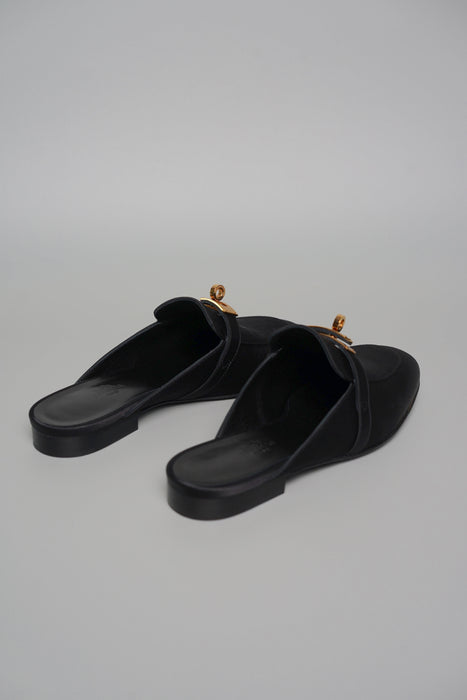 Hermes Oz Satin Mule in Noir Ghw Size 36.5 (Brand New)