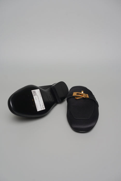 Hermes Oz Satin Mule in Noir Ghw Size 36.5 (Brand New)