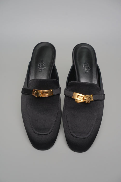 Hermes Oz Satin Mule in Noir Ghw Size 36.5 (Brand New)