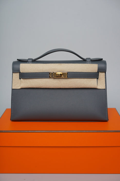 Hermes Kelly Pochette in Gris Misty Ghw (Brand New)