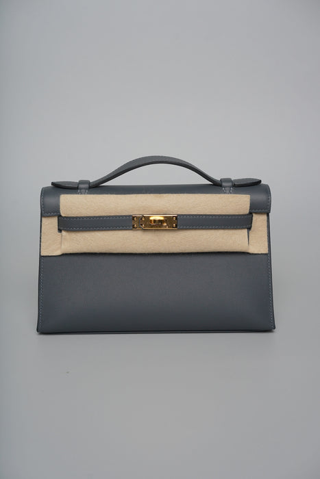 Hermes Kelly Pochette in Gris Misty Ghw (Brand New)