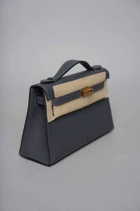 Hermes Kelly Pochette in Gris Misty Ghw (Brand New)