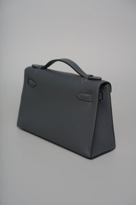 Hermes Kelly Pochette in Gris Misty Ghw (Brand New)