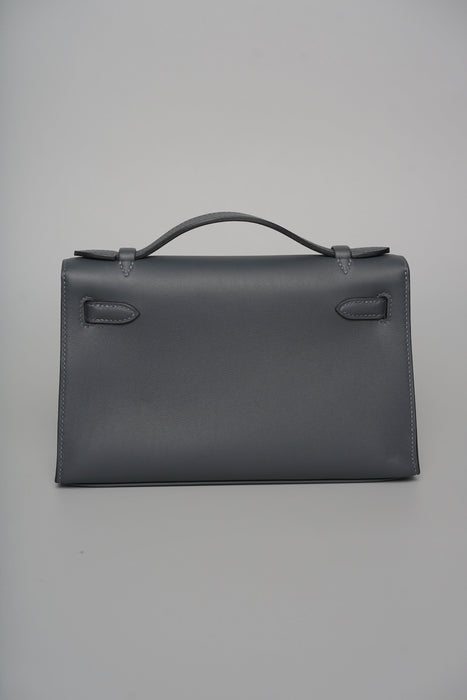 Hermes Kelly Pochette in Gris Misty Ghw (Brand New)