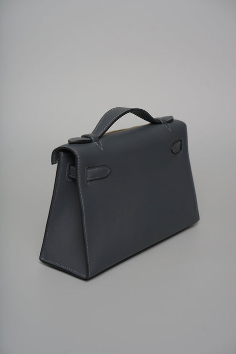 Hermes Kelly Pochette in Gris Misty Ghw (Brand New)