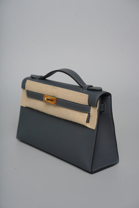 Hermes Kelly Pochette in Gris Misty Ghw (Brand New)