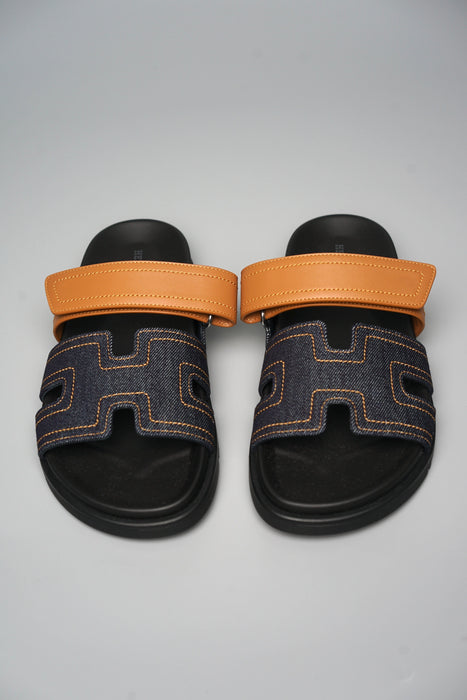 Hermes Chypre Sandals in Bleu Brut/Naturel Size 41 (Brand New)