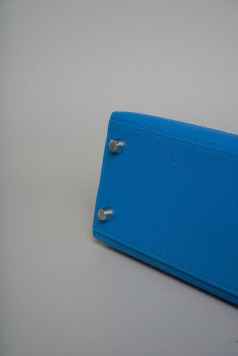 Hermes Kelly 25 Tricolor in Blue Zanzibar Phw (Brand New)