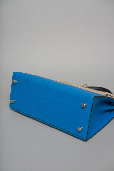 Hermes Kelly 25 Tricolor in Blue Zanzibar Phw (Brand New)