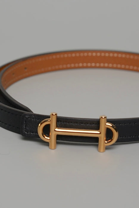 Hermes Gamma Belt Buckle, Reversible Strap 13mm in Noir/Gold Ghw (Brand New)