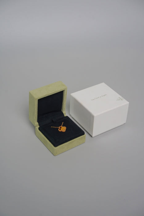 VCA Vintage Alhambra Tiger Eye Pendant in Rose Gold