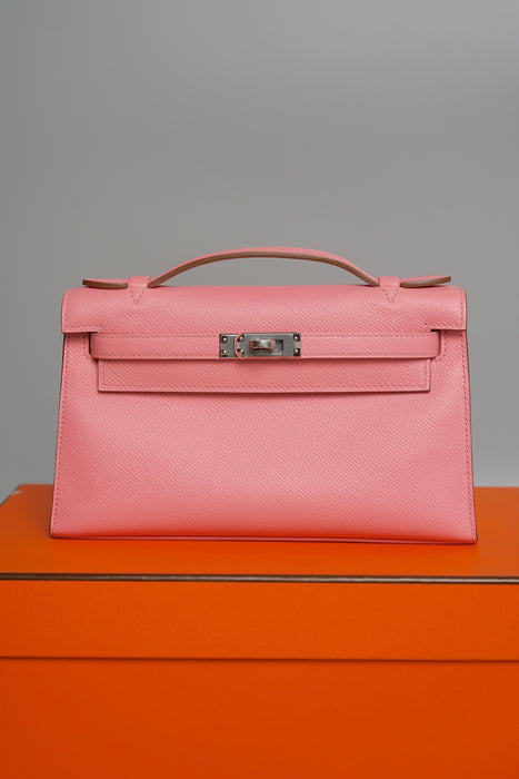 Hermes Kelly Pochette in Rose Confetti Epsom Phw
