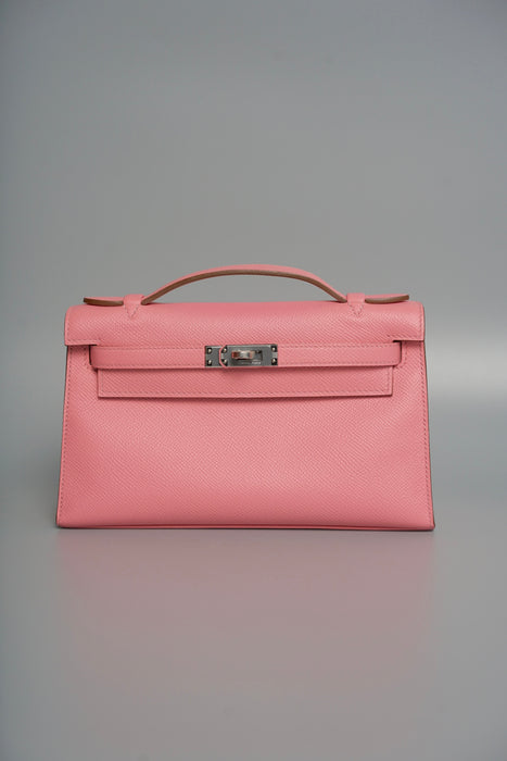 Hermes Kelly Pochette in Rose Confetti Epsom Phw