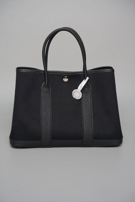 Hermes Garden Party 30 Toile in Noir Phw (Brand New)