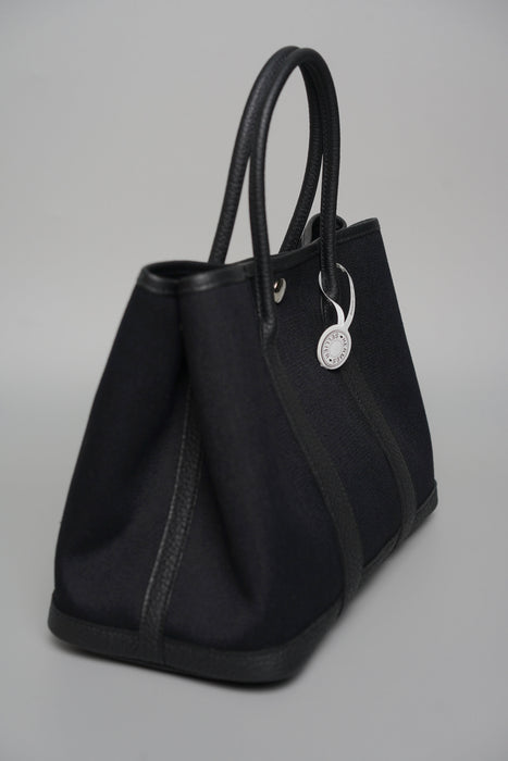 Hermes Garden Party 30 Toile in Noir Phw (Brand New)