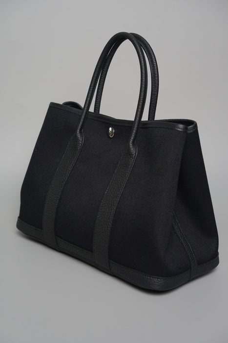 Hermes Garden Party 30 Toile in Noir Phw (Brand New)