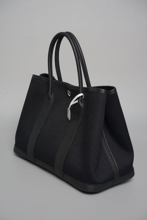 Hermes Garden Party 30 Toile in Noir Phw (Brand New)