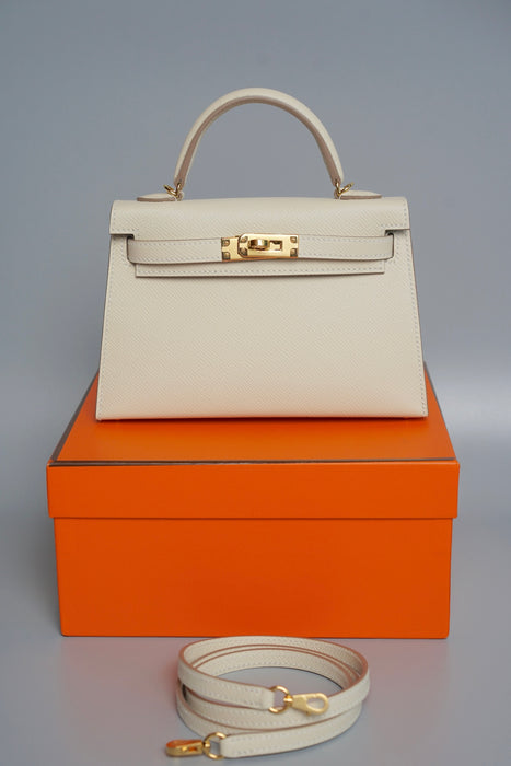 Hermes Kelly 20 HSS in Craie interior Gris Perle Ghw (Brand New)