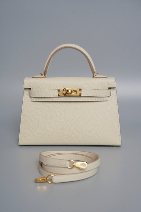 Hermes Kelly 20 HSS in Craie interior Gris Perle Ghw (Brand New)