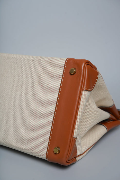 Hermes Birkin 35 in Fauve Barenia Ecru Toile Ghw