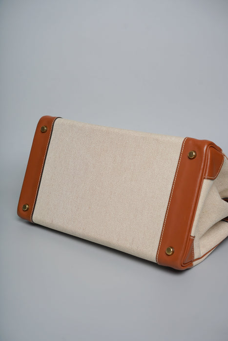 Hermes Birkin 35 in Fauve Barenia Ecru Toile Ghw